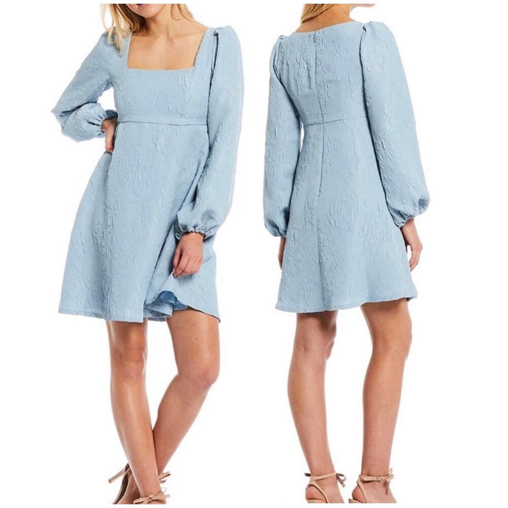 Sachin & Babi NWT Rhinebeck Mini Dress Light Blue Square Neck Puff Sleeve Size 6